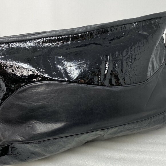 80's Extra Large Croc Embossed Patent Clutch Bag - Picture 3 of 8